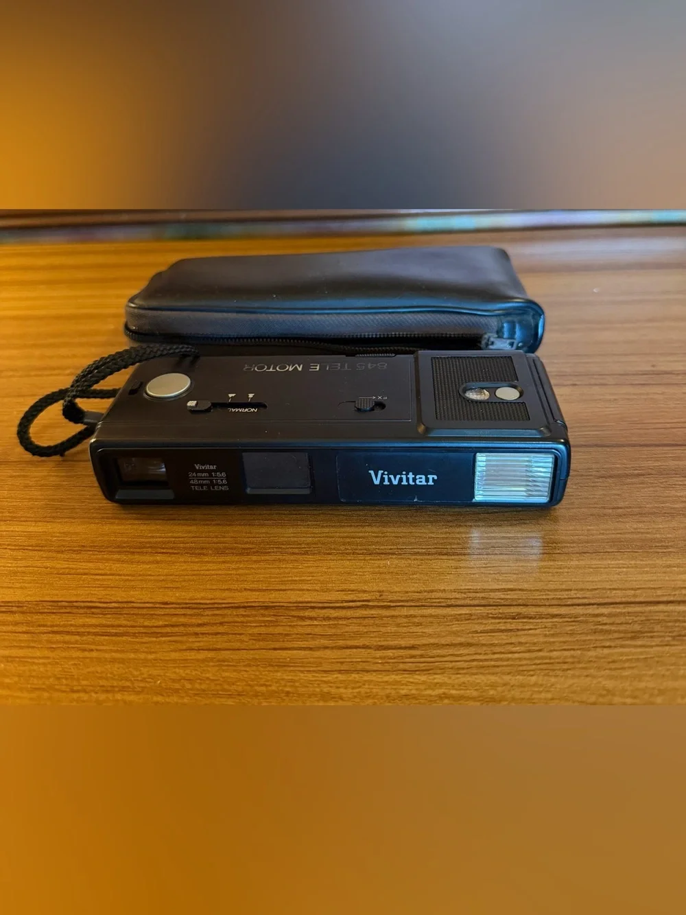 Vintage Vivitar 845 Tele Motor 110 Pocket Film Camera with Case-WORKS!